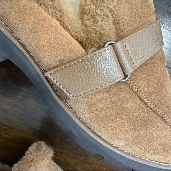VIONIC Kailen Camel Mule Shearling Suede Shoes Size 8 Fur Lined Warm - Picture 7 of 9